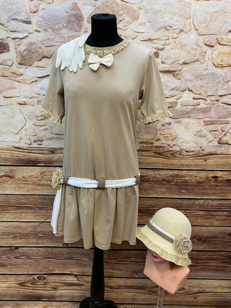 20er-Jahre Outfit (Gr. 36–38) – handveredeltes Unikat mit Cloche & Handschuhen
