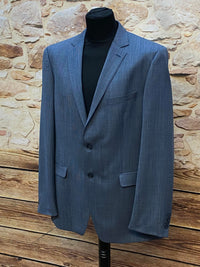Neues Herren-Sakko von Atelier Torino in Dunkelblau mit feiner Nadelstreifenstruktur, Größe 106, aus Premium-Wolle, edler Business-Stil.
