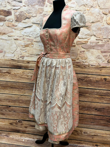 Elegantes Tramontana Dirndl in Beige und Rosa – EU Größe 40