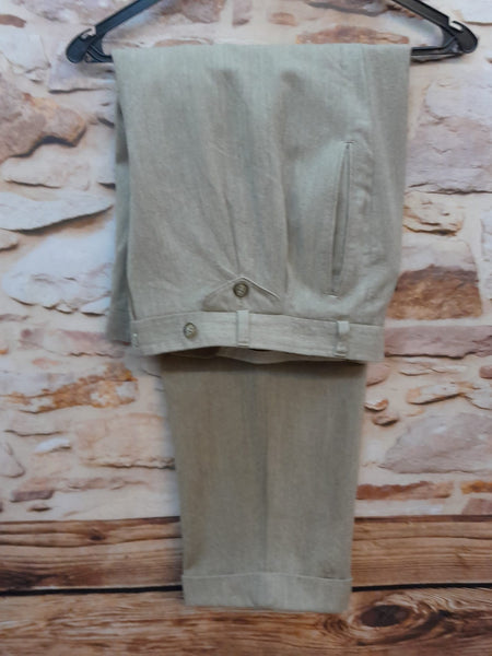 Vintage-Buntfaltenhose Herren Sandfarbend Gr.27,5