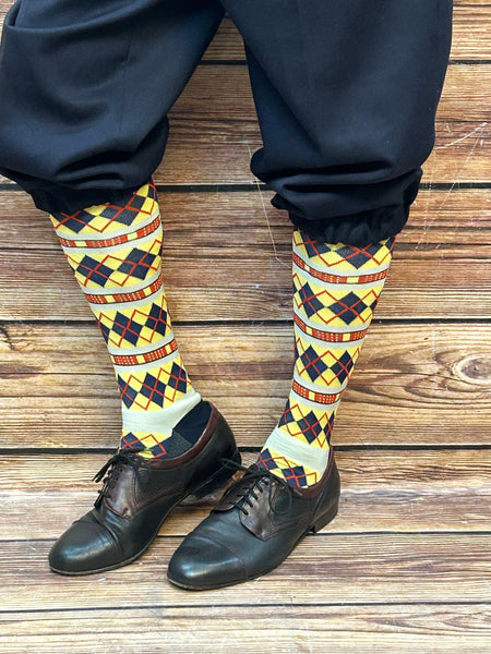 Cathcart Heritage Jagdstrümpfen im Rautenmuster, gelb, orange, dunkelblau, Onesize