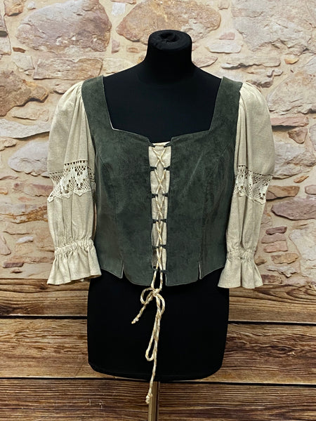 Entdecke Eleganz im Vintage-Stil: Trachtenoberteil aus Wildleder – Größe 42