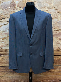 Neues Herren-Sakko von Atelier Torino in Dunkelblau mit feiner Nadelstreifenstruktur, Größe 106, aus Premium-Wolle, edler Business-Stil.