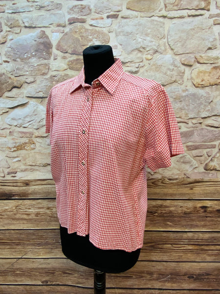 Kurzarm-Trachtenbluse aus 100% Baumwolle – Größe 42