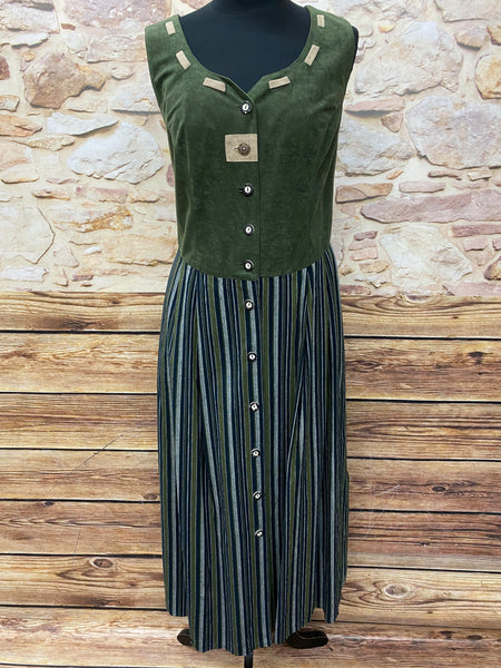 Langes Landhaus Kleid, Trachtenkleid dunkelgün Gr.44 - Vintage