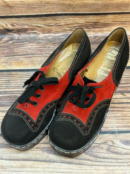 Vintage 70er Jahre Plateau Schuhe Top Ped 2000 schwarz rot Leder Größe 6½