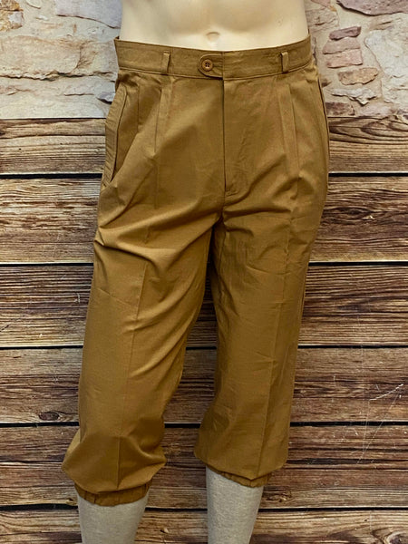 Herren-Knickerbocker in Camelbraun, Gr. 48, 20er-Jahre-Stil mit Bundfalten und elastischen Saumbündchen, ungetragen, 100 % Baumwolle, Made in West-Germany.
