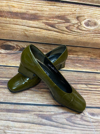 Elegante Vintage Damenschuhe von Gabor olivegrün Gr.39