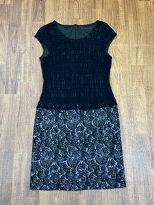 Schwarz/weißes  Kleid im 20er Jahre Stil, Vintage tiefe Taille Gr.40