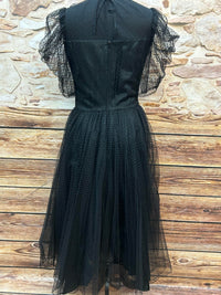 Schwarzes Vintage-Tüllkleid aus Westdeutschland – Größe 36