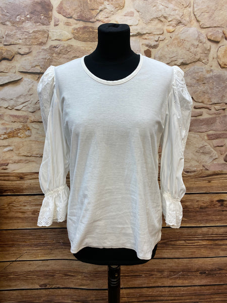 Weißes Vintage-Trachtenshirt Gr.38