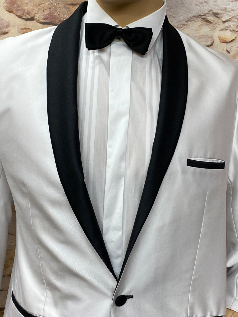5teilig, Black White Schwarz Kostümverkauf – and Rags weißer Anzug Gr.50, Mottoparty Glad