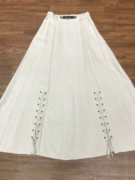 Trachtenrock Landhaus Gr. 36, naturfarben, mit Lederschnalle & Schnürung.