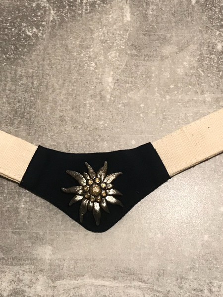Traditionelles Trachten Kropfband mit Edelweiß-Emblem braun/beige