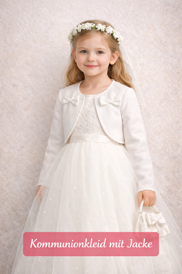 „Mädchen mit Kommunionkleid und Bolero zur Erstkommunion