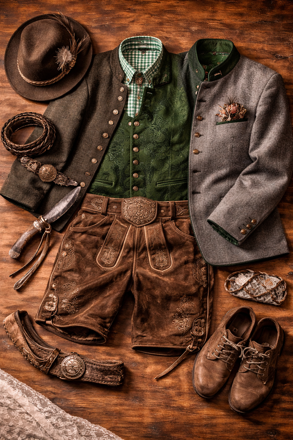 „Trachtenlederhose für Herren im Alpenstil, Vintage