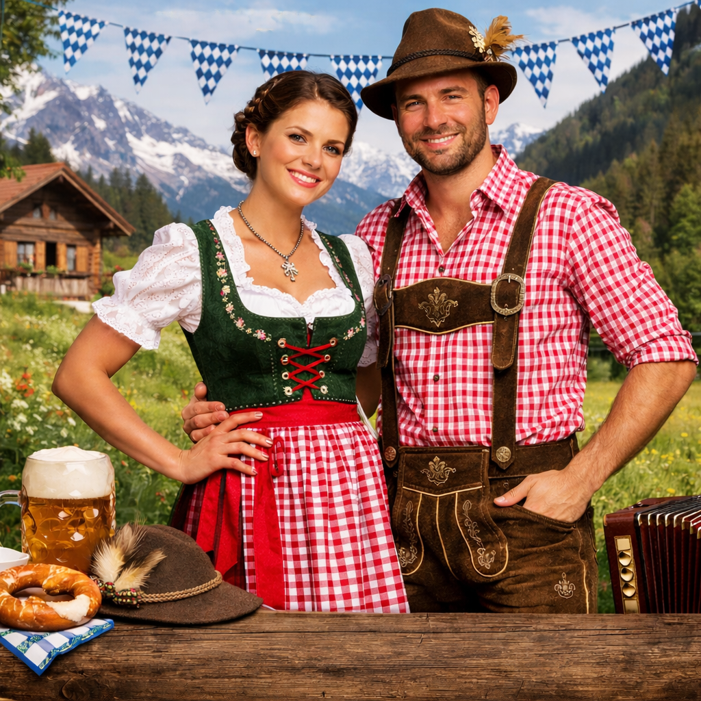 „Traditionelle Trachtenkleidung für Damen und Herren mit Dirndl und Lederhose“