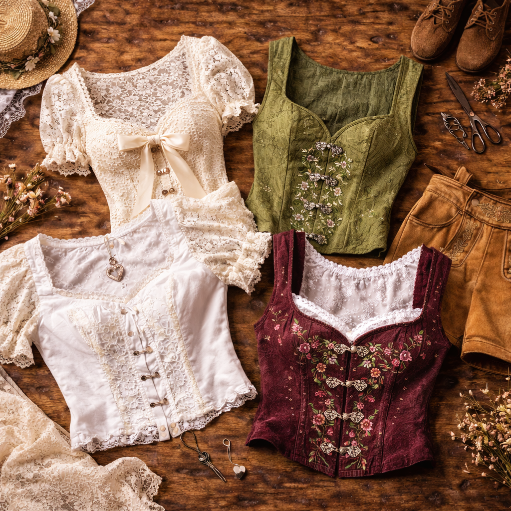 „Klassisches Trachtenmieder im Vintage Stil für Oktoberfest und Landhausmode“