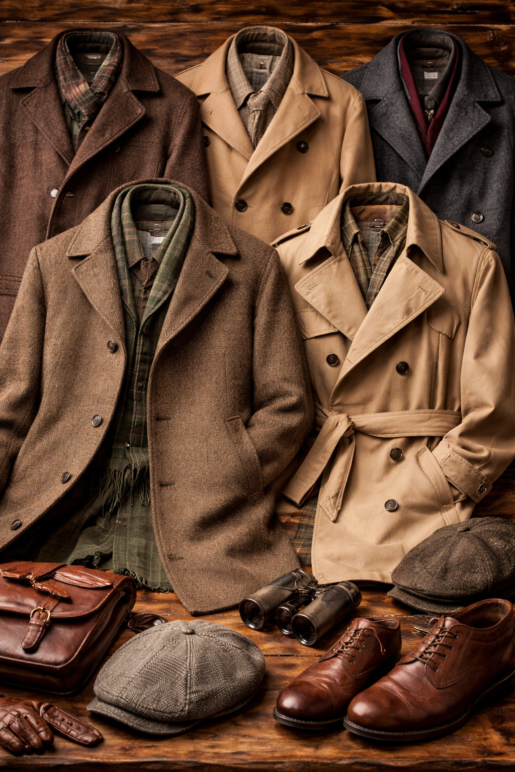 „Vintage Herrenmäntel aus Wolle und Tweed im klassischen Retro Stil“