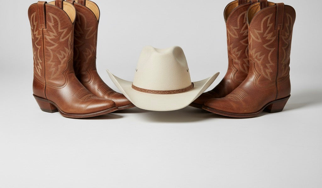 Cowboy Stiefel in braun mit Cowboy Hut