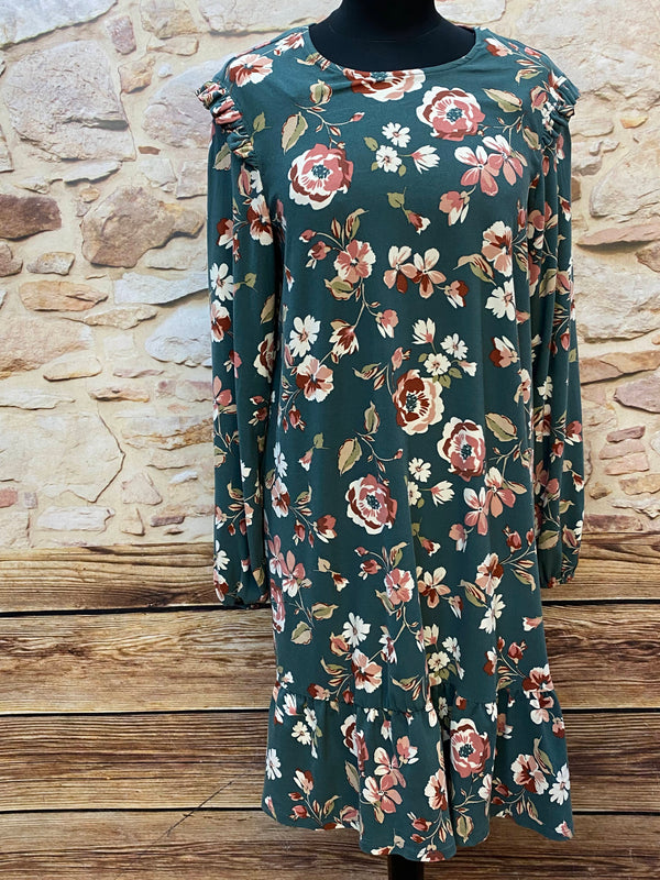 1920er Jahre Tageskleid Gr. 40 mit Hut & Schal – florales Vintage-Unikat