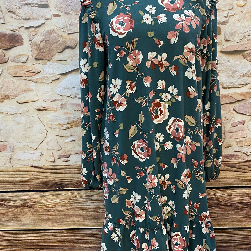 1920er Jahre Tageskleid Gr. 40 mit Hut & Schal – florales Vintage-Unikat