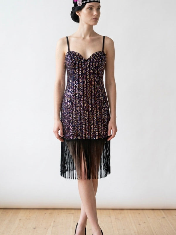 „Vintage Charleston Kleid mit Fransen und Stirnband 20er Jahre Look“