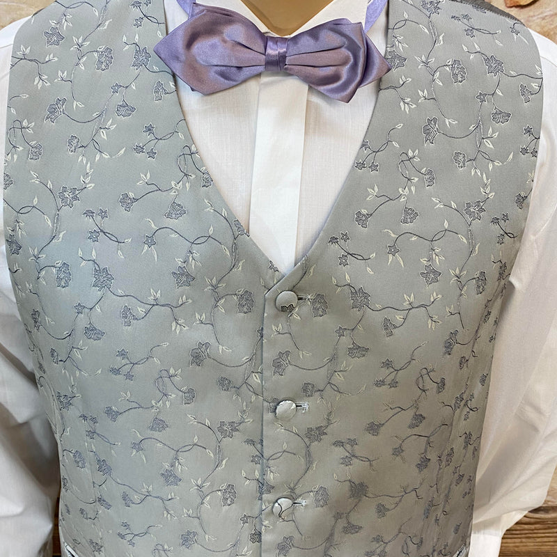„Vintage Weste hellgrau florales Muster 20er Jahre Hochzeit Herren“