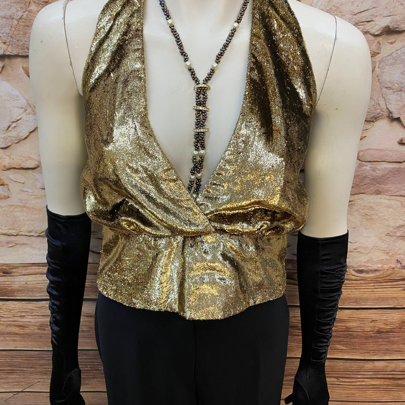 Vintage 20er Jahre Damen Outfit Marlene Stil Schwarz Gold Größe 40/42 – Komplett Set