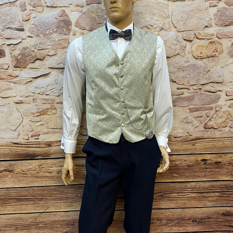 20er Jahre Herren Outfit Gr. 26 mit Weste, Nadelstreifenhose, Hemd, Fliege und Schiebermütze