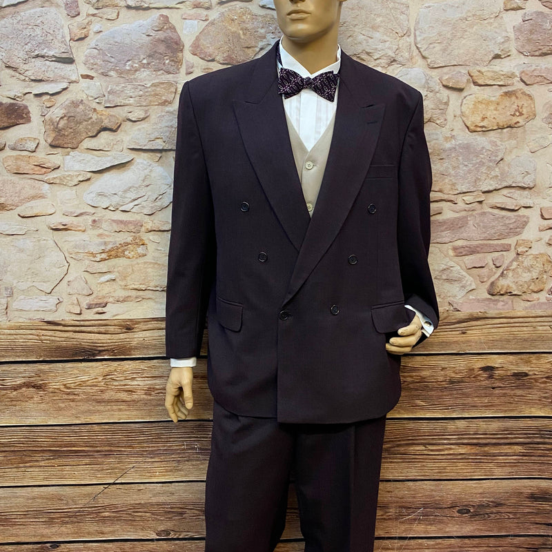 20er Jahre Herren Outfit Gr. 28 mit dunklem Anzug, heller Weste, Hemd, Fliege und Manschettenknöpfen