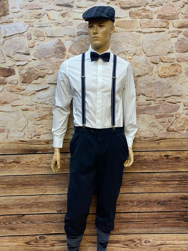 20er Jahre Herren Outfit Gr. 50 mit Knickerbocker, Hemd, Hosenträgern, Fliege und Schiebermütze