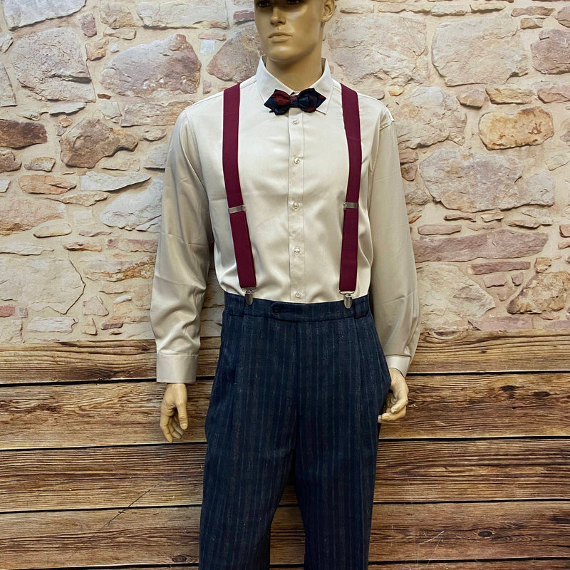 20er Jahre Herren Outfit Gr. 54 mit Hosenträgern, Bundfaltenhose, Hemd, Fliege und Schiebermütze