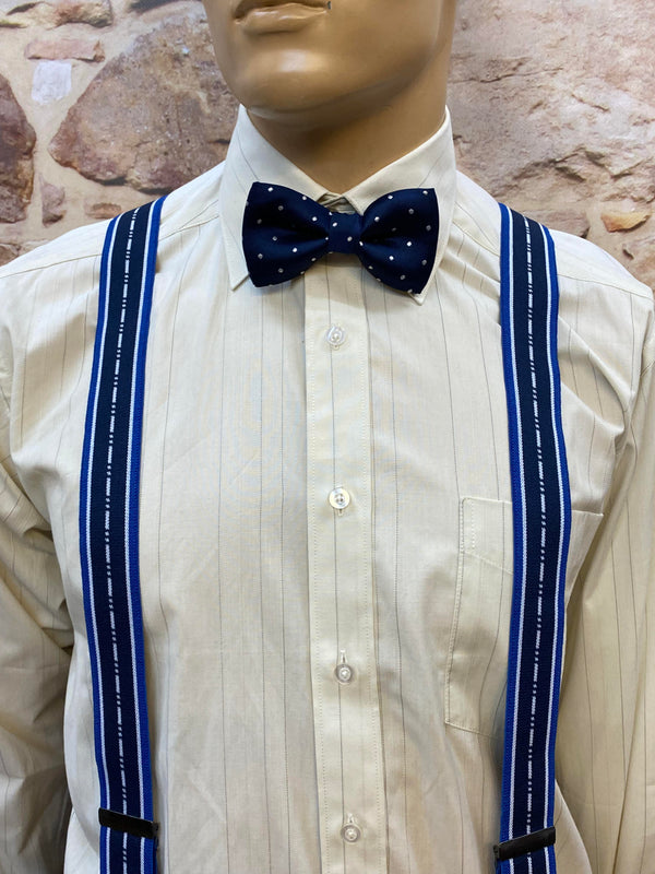 20er Jahre Herren Outfit blau mit Hosenträgern und Schiebermütze, Ansicht 2