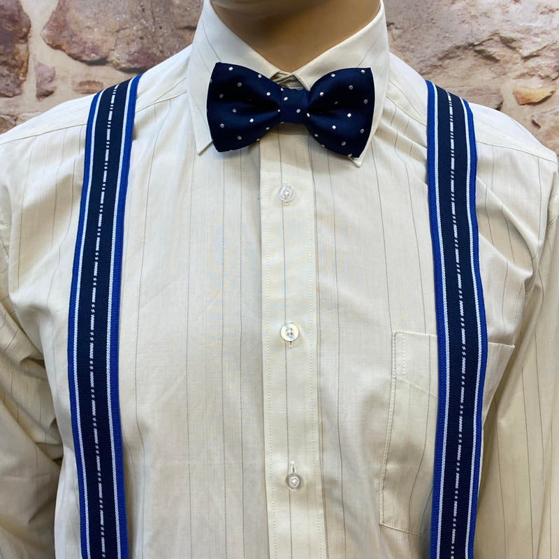 20er Jahre Herren Outfit blau mit Hosenträgern und Schiebermütze, Ansicht 2