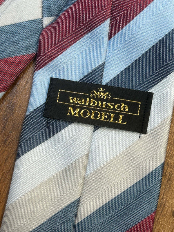 Vintage-Krawatte von Walbusch mit Streifenmuster in Bordeaux, Blau und Grau