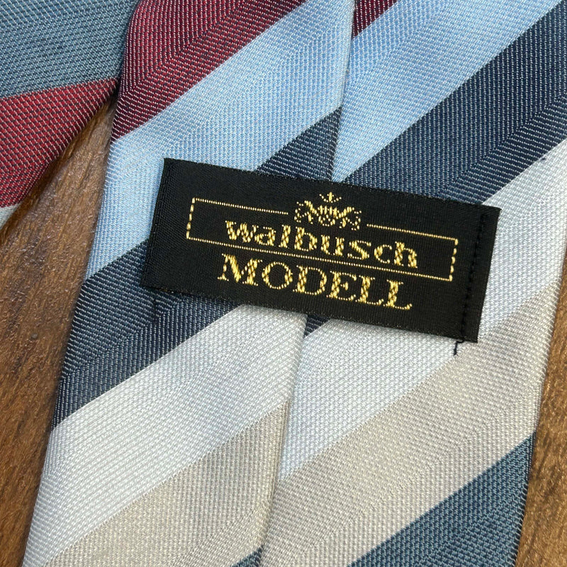 Vintage-Krawatte von Walbusch mit Streifenmuster in Bordeaux, Blau und Grau