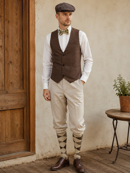 20er Jahre Knickerbocker Outfit Herren mit brauner Weste