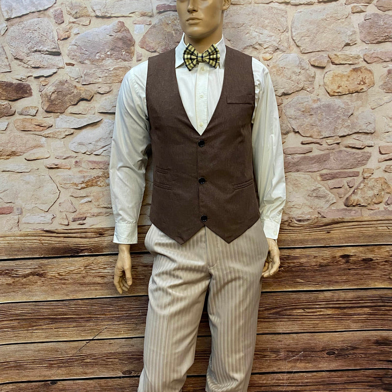 20er Jahre Knickerbocker Outfit Herren Größe 48 mit brauner Weste und Schiebermütze