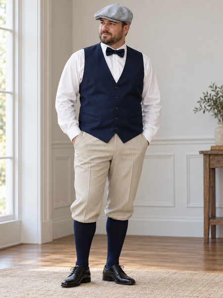 20er Jahre Herren Knickerbocker Outfit mit Weste, Fliege und Schiebermütze