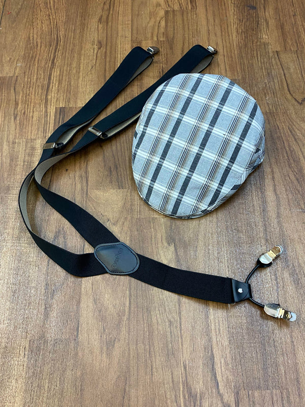 20er Jahre Herren Outfit Gr. 54 mit Hemd, Hosenträgern, Nadelstreifenhose und karierter Schiebermütze, Ansicht 5
