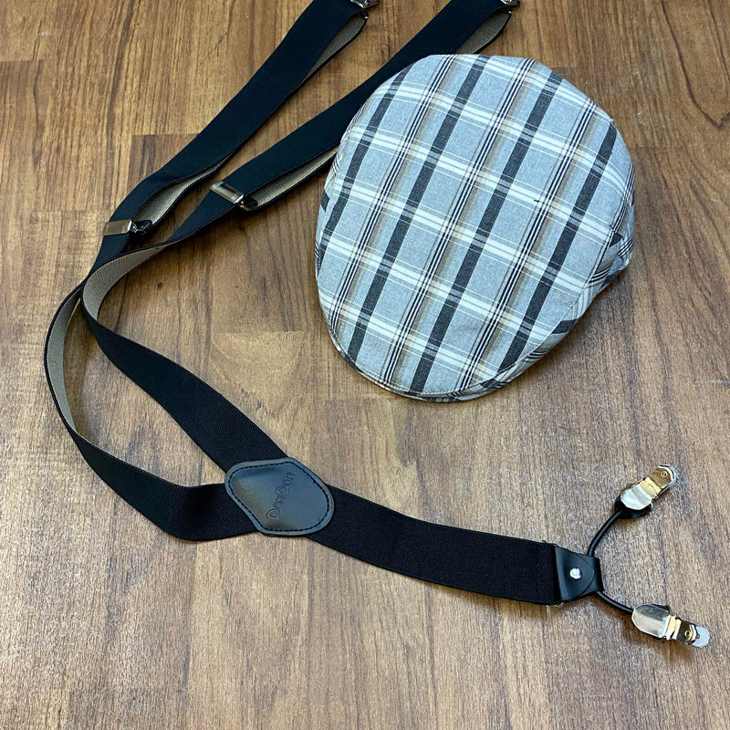 20er Jahre Herren Outfit Gr. 54 mit Hemd, Hosenträgern, Nadelstreifenhose und karierter Schiebermütze, Ansicht 5