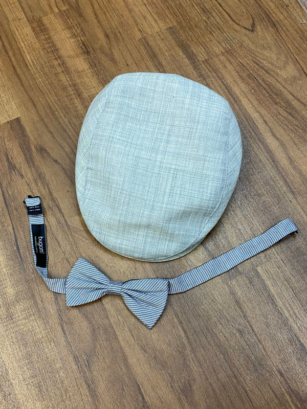 20er Jahre Herren Outfit mit hellblauer Weste, karierter Knickerbocker, Hemd, Fliege und Schiebermütze in Größe 50, Ansicht 4