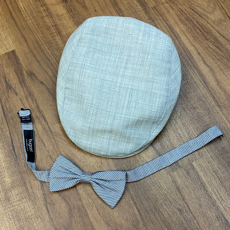 20er Jahre Herren Outfit mit hellblauer Weste, karierter Knickerbocker, Hemd, Fliege und Schiebermütze in Größe 50, Ansicht 4