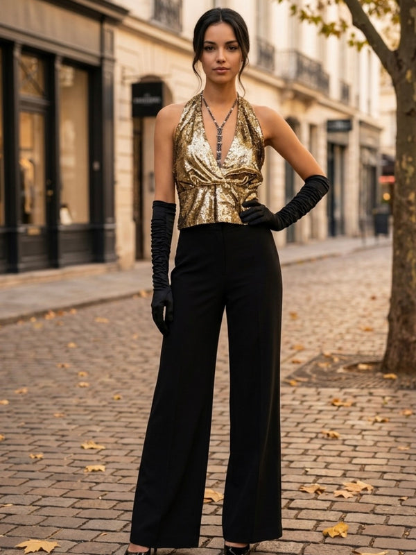„20er Jahre Damen Outfit schwarz gold Marlene Stil komplett Set Vintage“