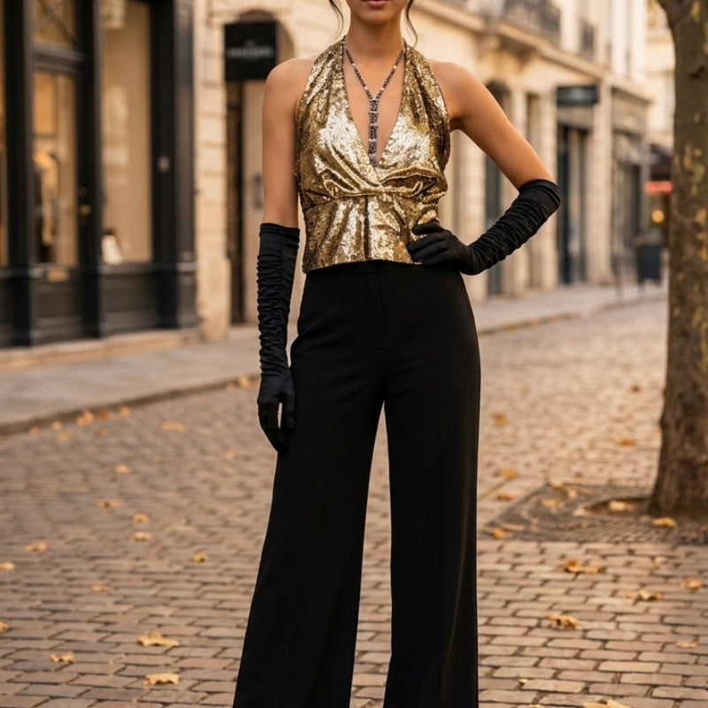 „20er Jahre Damen Outfit schwarz gold Marlene Stil komplett Set Vintage“
