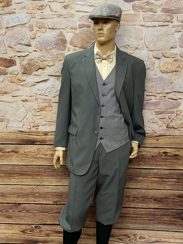 Peaky Blinders 20er-Jahre Herren-Outfit: Sakko, Weste, Knickerbocker, Hemd, Fliege, Mütze, Strümpfe