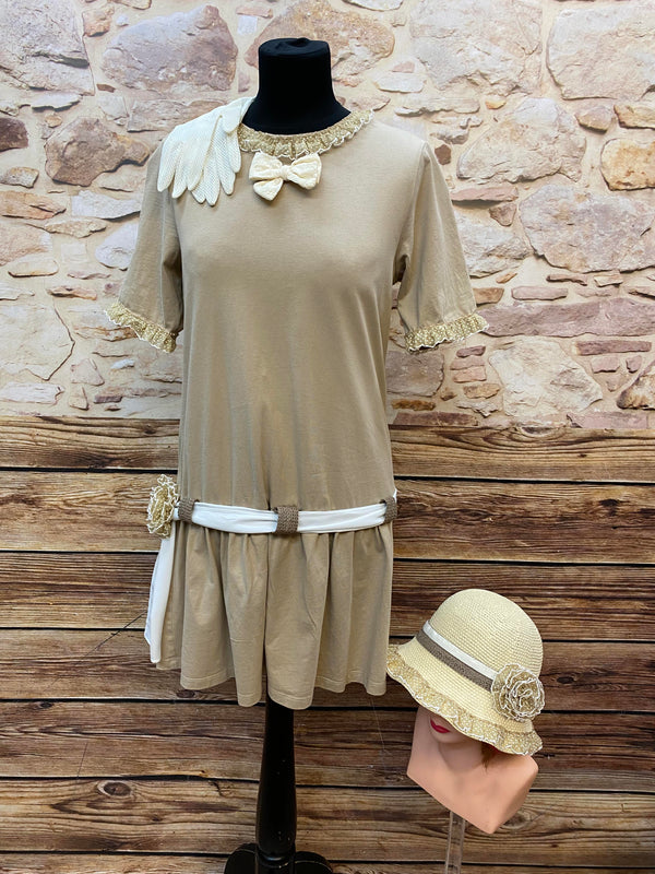 20er-Jahre Outfit (Gr. 36–38) – handveredeltes Unikat mit Cloche & Handschuhen