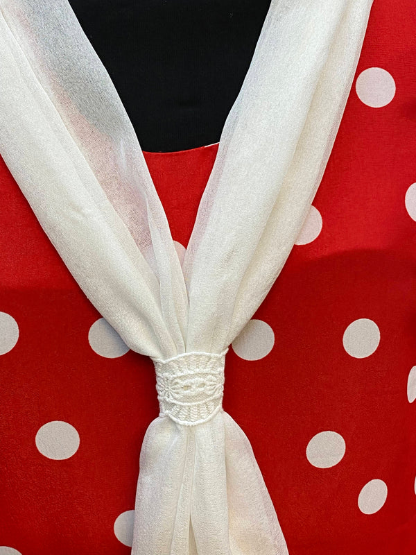 Vintage 20er-Jahre Tageskleid / Tea Dress – Rot mit weißen Punkten – Gr. ca. 44