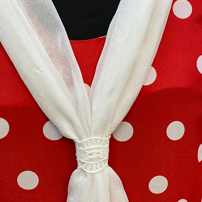 Vintage 20er-Jahre Tageskleid / Tea Dress – Rot mit weißen Punkten – Gr. ca. 44